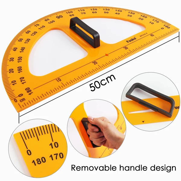 
50cm Plastic Removable Handle Teaching Protractor 