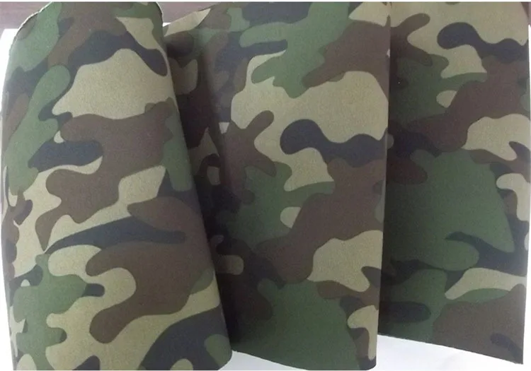 Army green camouflage diving material fabric with coated T cloth SBR diving camo neoprene fabric