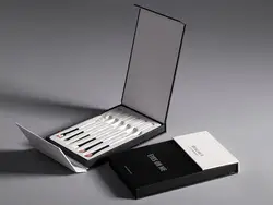 Magnets Closure Black White Cardboard 9 Pieces Makeup Eye Brush Set Box