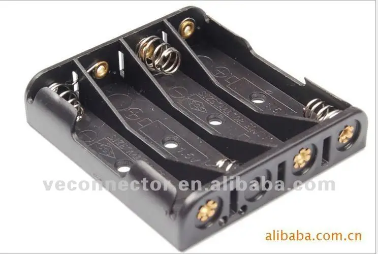Led application 4AAA black battery holder without switch and cover