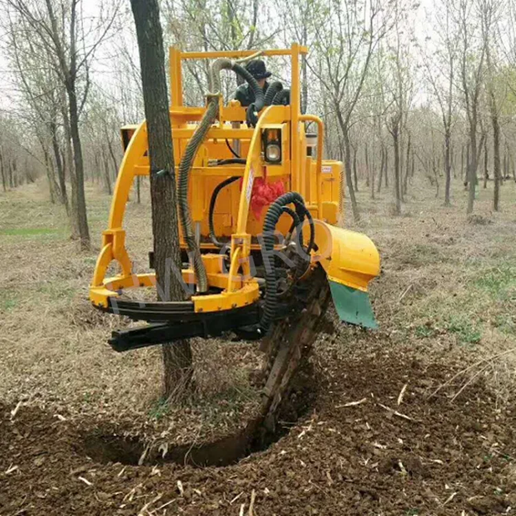 Backhoe loader with small transplanting tree spade  with a tree spade
