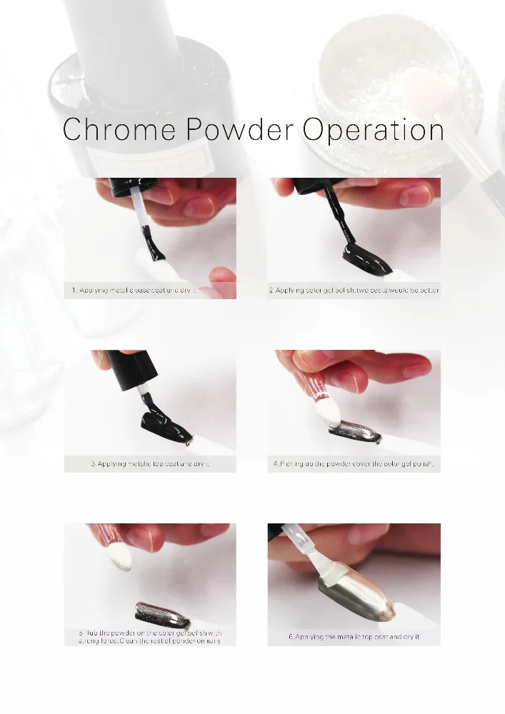 Luxury style chrome powder pigment for nail polish 30 days gel nail art 2020