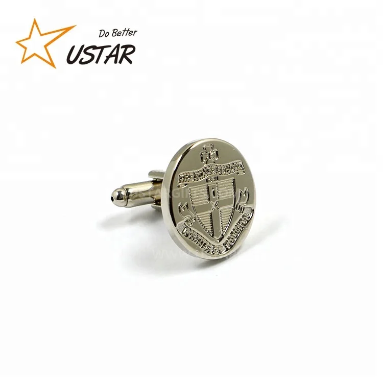 Factory custom car brand name cufflinks, blank engraved logo printed enamel cufflinks