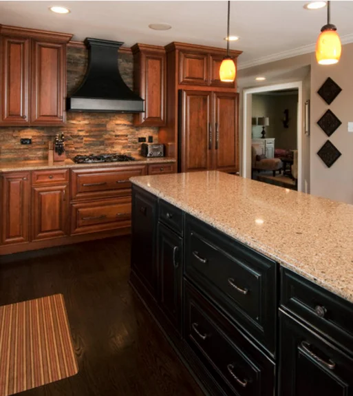 Classic Brown Wooden Ready Made Shaker Kitchen Cupboards Solid Wood