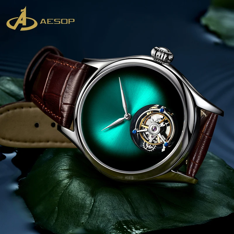 Aesop hot selling tourbillon mechanical watch stainless steel bezel waterproof unisex tourbillon mechanical watch