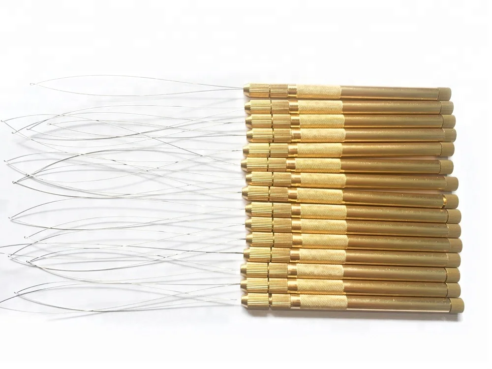 New arrival Wholesale price hot sales hair extension wooden handle loop needle