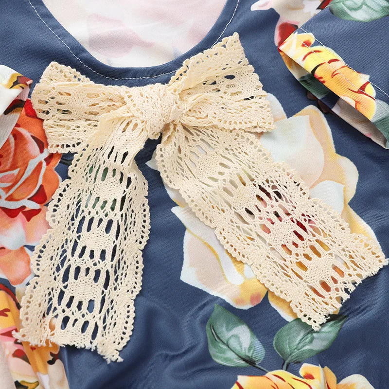 
Newborn lace bow rompers Infant floral print Bodysuit Baby Kids Girl Romper Jumpsuit Clothes Outfits 