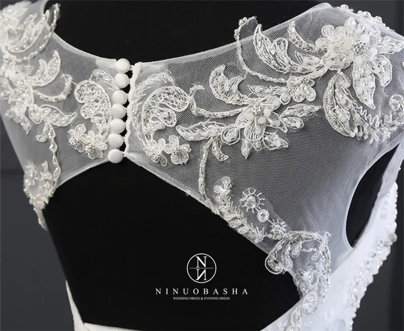 Spring New Luxury Lace  Backless Skinny Temperament Mermaid Wedding Dress Flower Bridal Gown