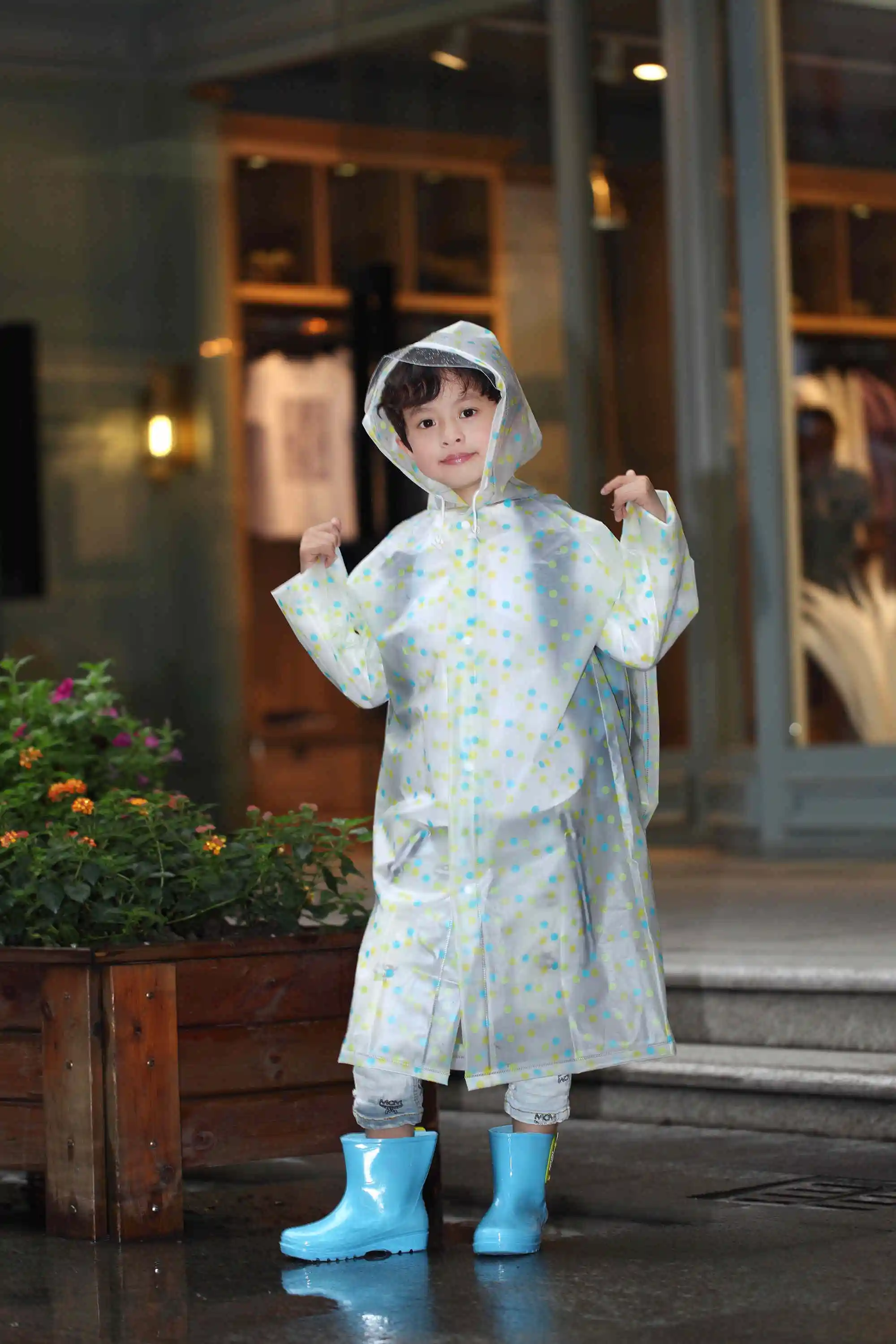 Reusable Hiking Waterproof Rainwear Transparent EVA Material Children Kids Wholesale Raincoat