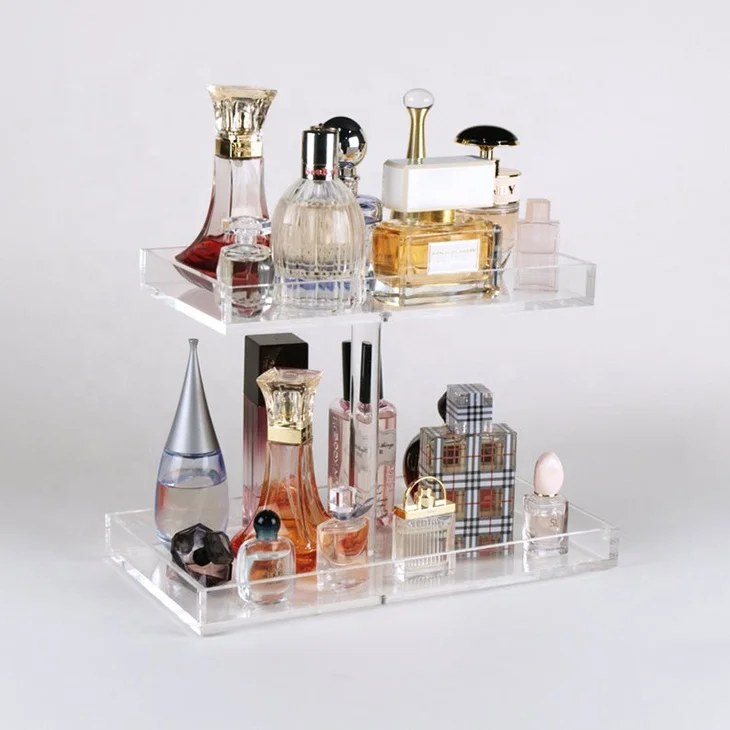 2 Tier clear acrylic perfume display rack/perfume display shelf