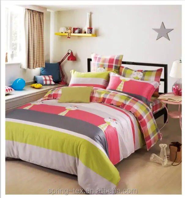 Professional Custom Children Ropa de cama para 200TC Cotton Reactive Printing Kids Cartoon Bed Sheets Set