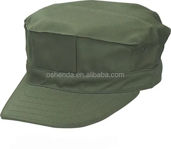 Cotton canvas flat top military hat elastic back army caps hats