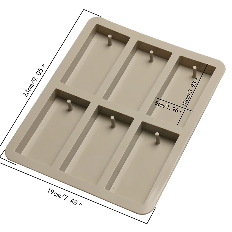 6 cavity rectangle soy Candles Wax Tablets Silicone Mold for Handmade Dried Flowers Wax Tablets
