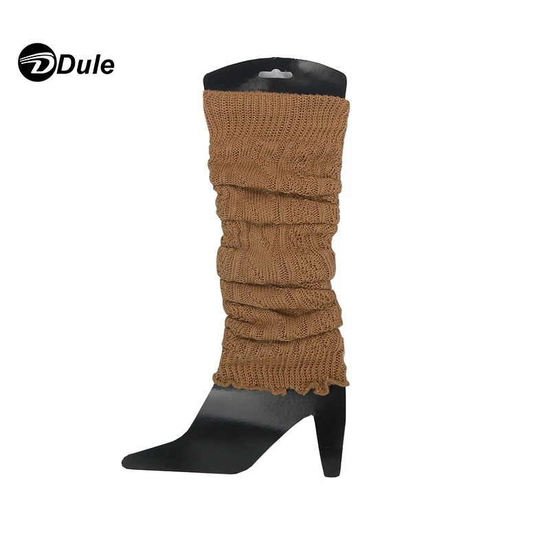 
Dark Green Color Beautiful Women Double Buttondance Knitted Leg Warmer Socks Knit Boot Cover Socks 