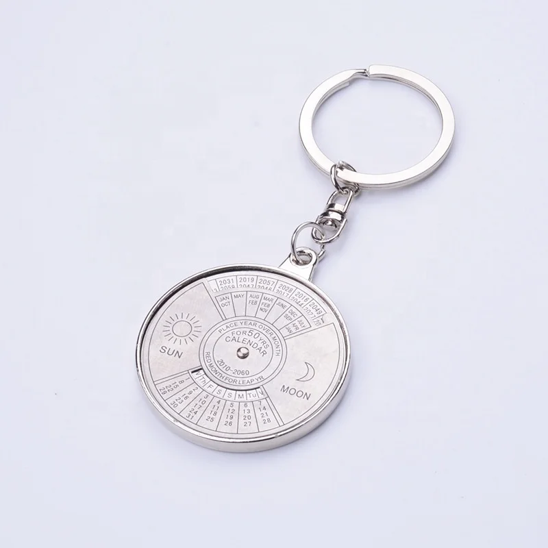 50 Years Super Perpetual Calendar Keychain Bag Key Ring Metal Key Chain Gifts 50-Year Calendar Keychain
