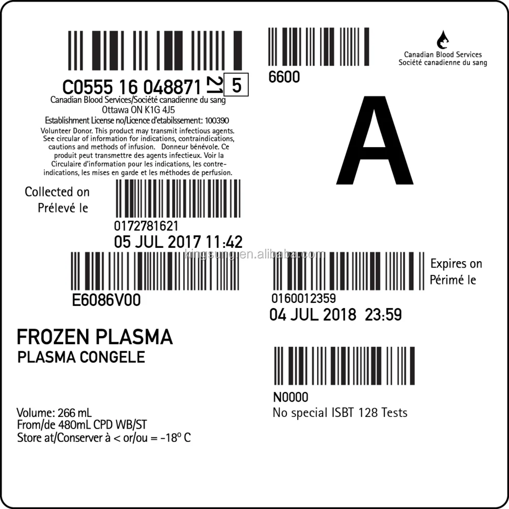 medicine blood bag sticker