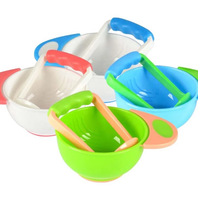 Baby Tableware Plastic Food Grinding Bowl Manual Mash and Serve food grinder machine