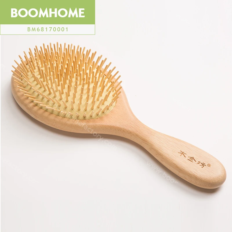 hair detangling brush Wholesale eco-friendly high quality hair brush natural wood custom logo  round brush with metal pins