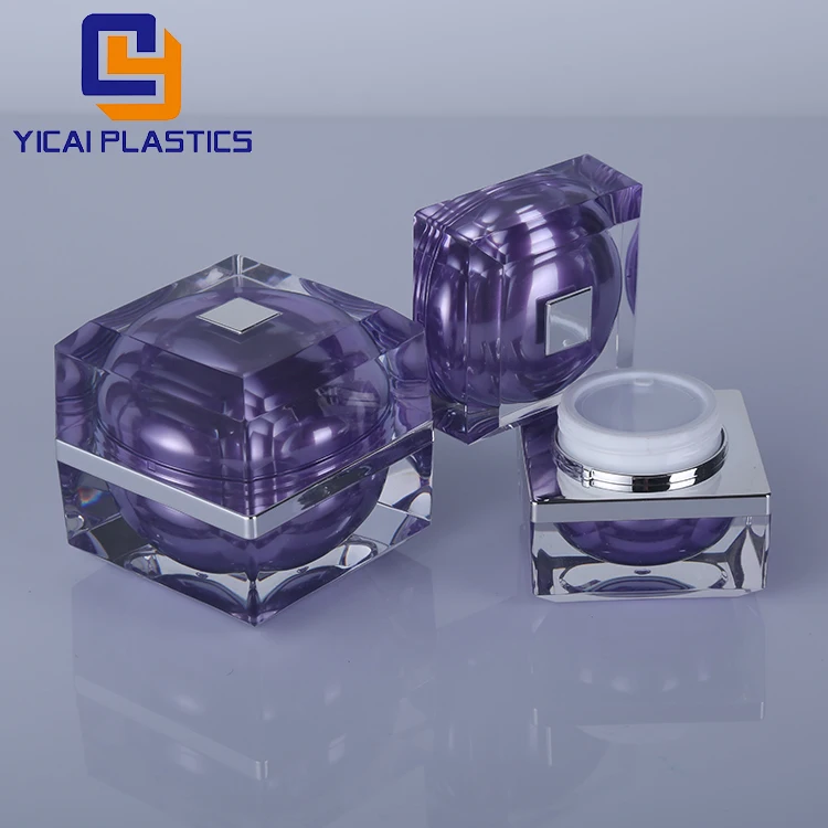 
Luxury Acrylic Gold Cosmetic Square Cosmetic Packaging Face Cream Jars 50g 