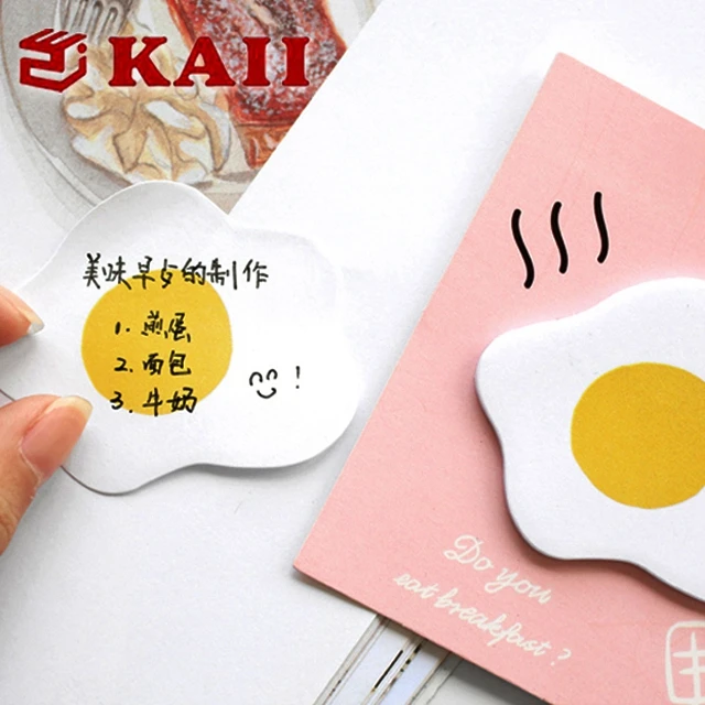 KAII Cute Breakfast Food Shape Sticky Notes Doughnut, Onigiri, Egg, Toast Shape Memo Pad Paper Office Self-Stick Notes