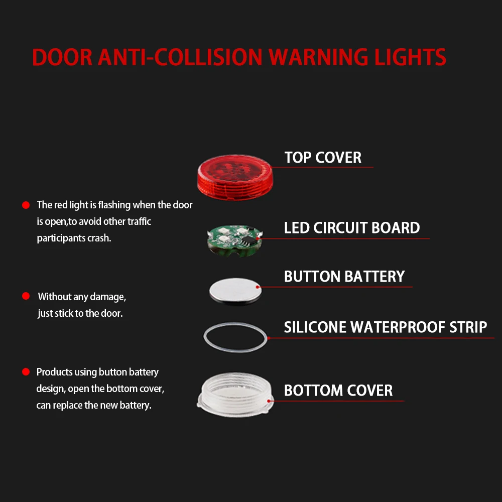 Магнитная Стробоскопическая Лампа 3 светодиода предупреждающая лампа открытой двери автомобиля