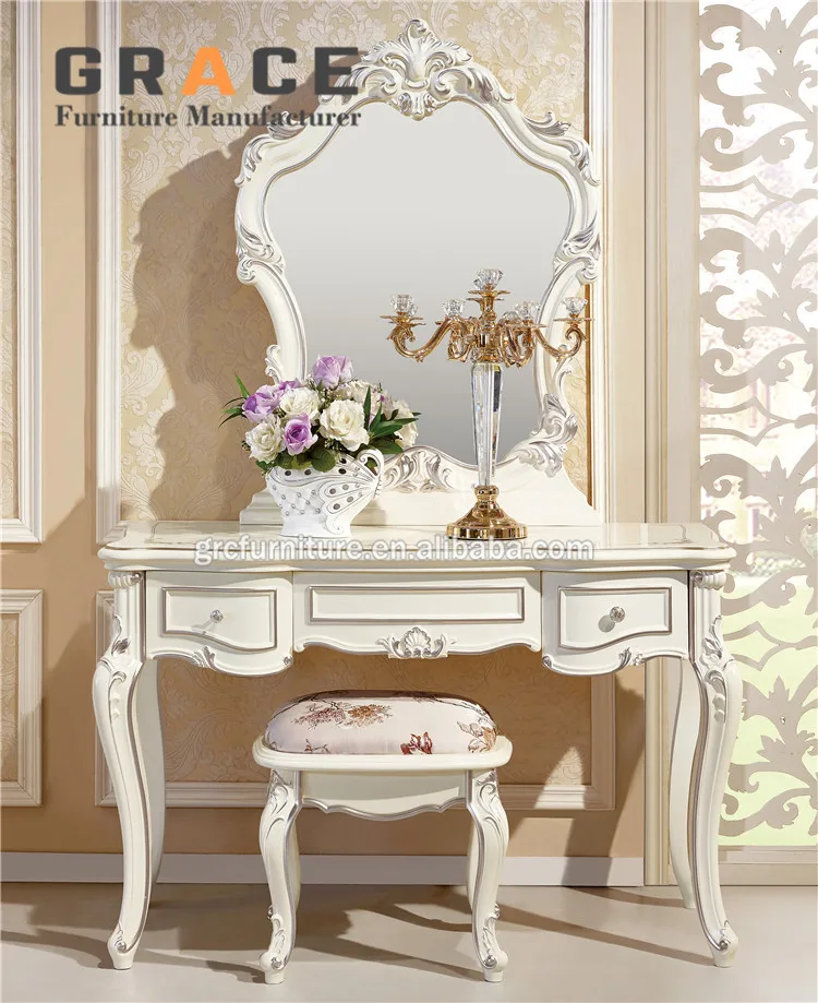 H8801W hotel antique designs of bed and dressing table with almirah