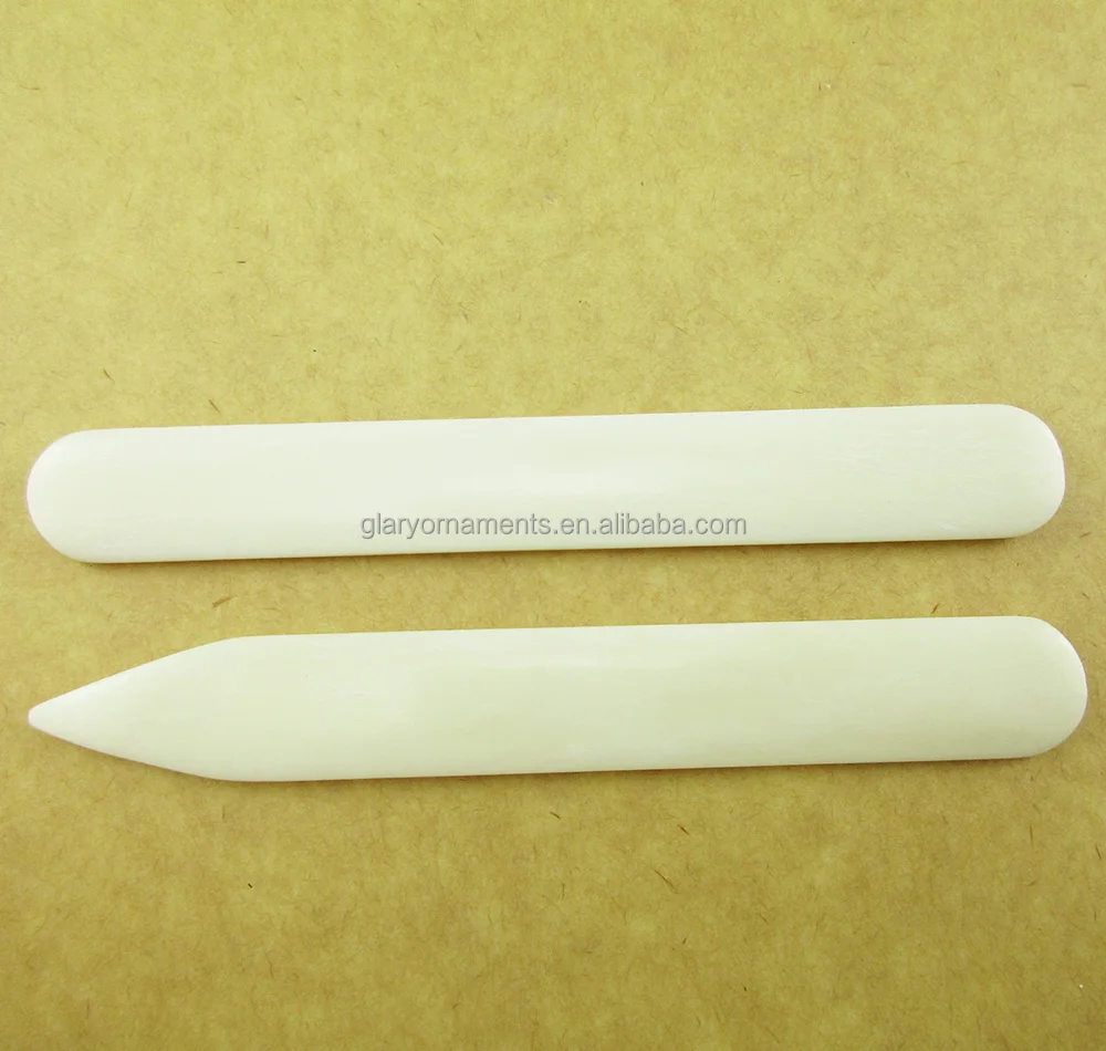 Customize 4.7 inch white bleached point end bookbinding tool cattle bone folder with logo