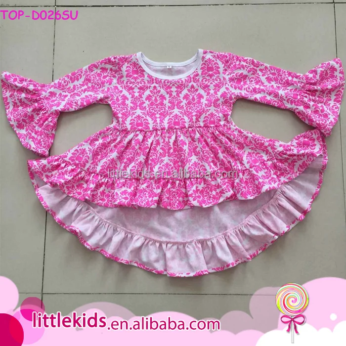 Fall Long Sleeves Kids Christmas Girls Dresses Buffalo Plaid Hi-Low Ruffled Dress