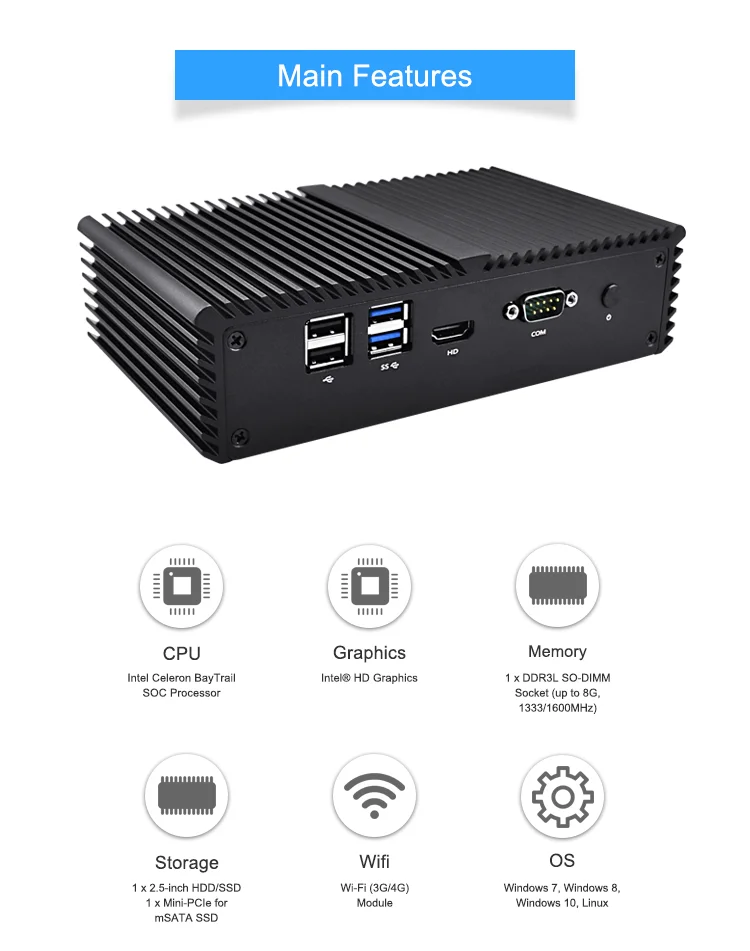  Intel HD Graphics 1 x hdmis Mini-PCIe mSATA настенный компьютер «Все в одном» с последовательным параллельным