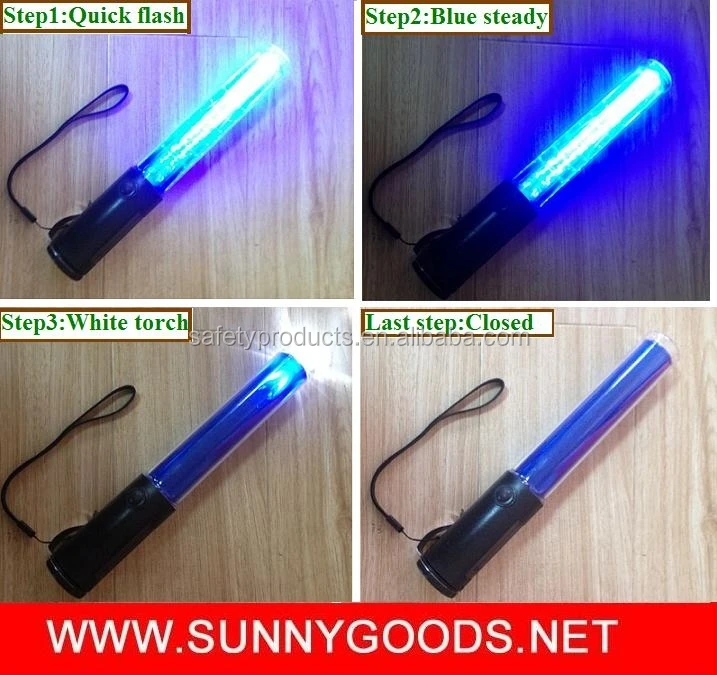 19pcs leds 26cm blue police traffic baton reflective baton