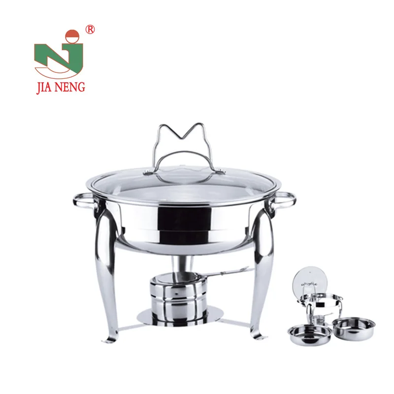 Stainless Steel Round Chafing Dish And Food Warmer With Glass Lid
