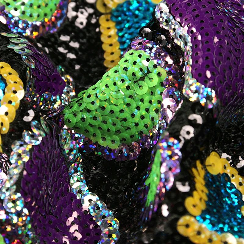 
Supplier wholesale custom polyester African colorful sequin fabric for women 