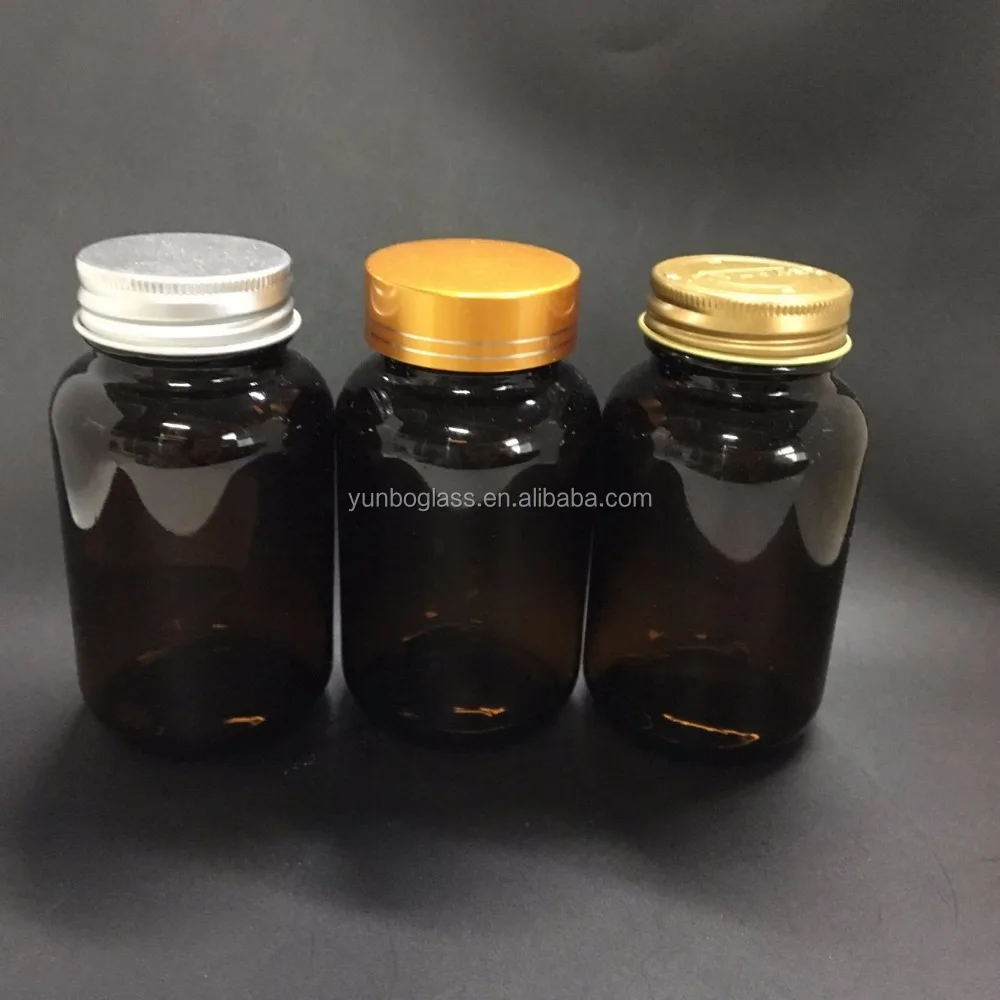 4oz 120cc Amber Glass Wide Mouth Round Packers With 38mm  Metal Screw Lid For Tablet