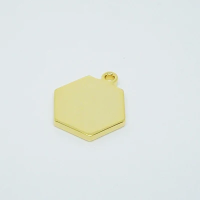 Personalised geometric necklace gold hexagon pendant blank for engrave