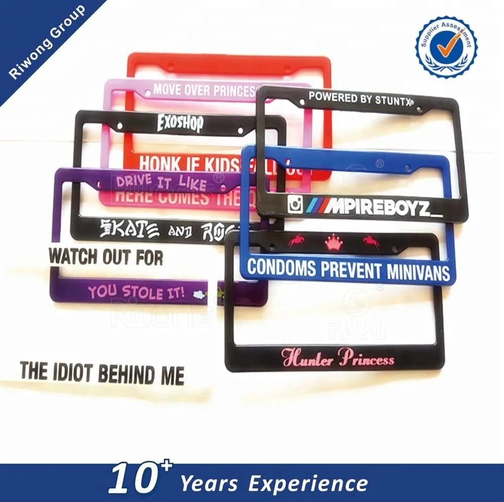 custom license plate frame plastic/metal