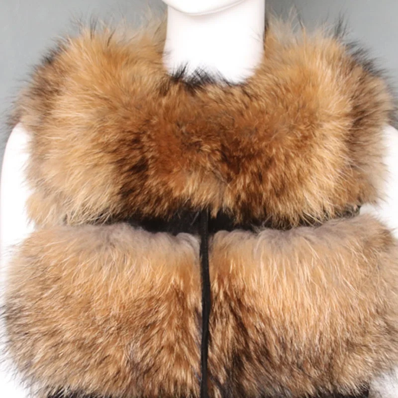 Natural color raccoon fur vest lady fashion real fur gilet short style 3 rows fur waistcoat
