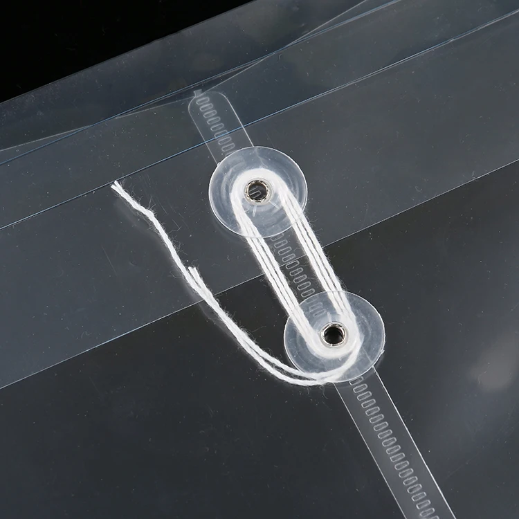 Customized PP File Bag Document Holder A4 Size Clear Plastic File Envelope Folder With Button And String