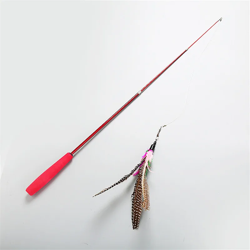 retractable cat toy wand stick cat teaser toy with feather