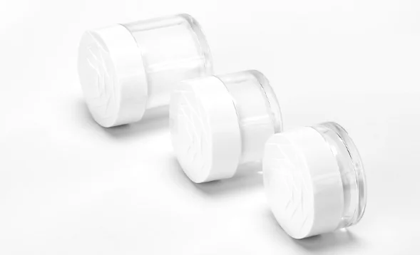Stock 15ml Clear Plastic PS Double Wall Facial Cream Jar with Rose Screw Cap