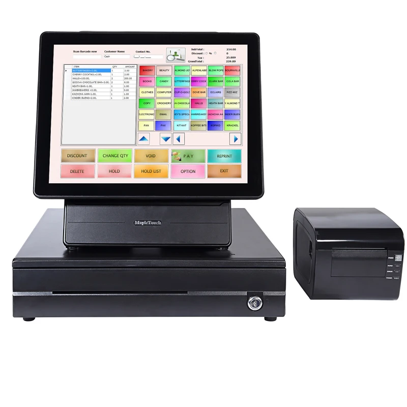 Система Pos с двойным дисплеем для ресторана, касса все в одном с сенсорным экраном 156