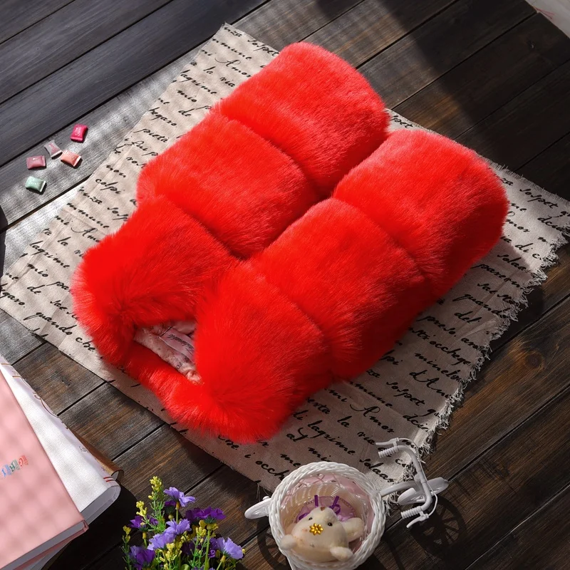 
Pink Baby Girl Clothing Set Princess Faux Fur Fabric Kids Faux Fur Coat Vest 