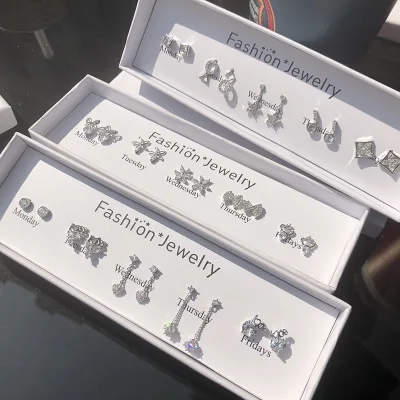 High end gift box package S925 sterling silver stud earrings wholesale custom stud earrings set