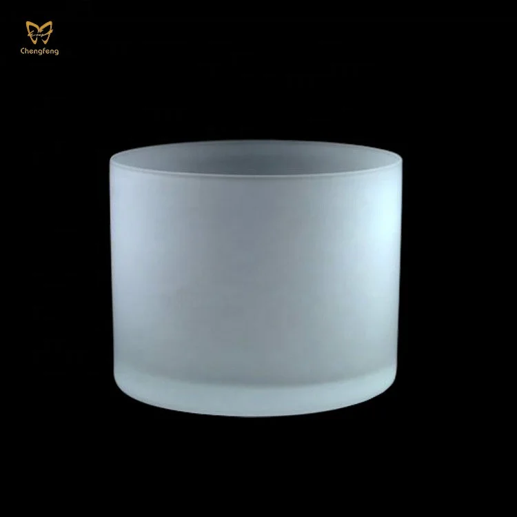 wholesale customized logo glass candle jar classic design frosted candle glass holder cup for scented candle making