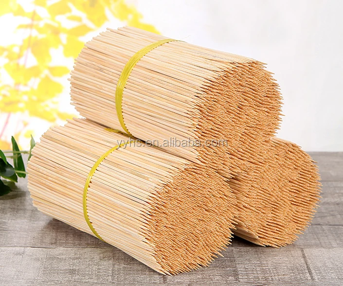 20cm long disposable grill needle bbq bamboo stick, one-off round sticks for meat food or party