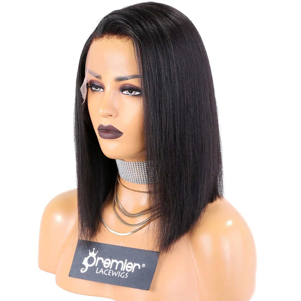 2019 Summer Fashion Deep Bleached Knots Elastic Band Short Bob Wig Brazilian Human Hair C Side Part 13x6 Lace Frontal Wigs