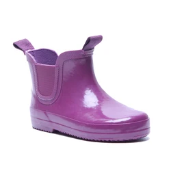 High quality newest design yellow logo kids ankle rain shoes rubber boots for children