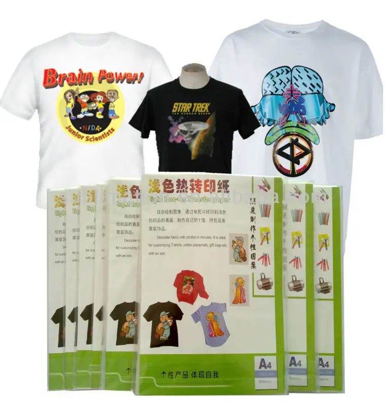 железа на свет и темные хлопчатобумаёной ткани оптовой майка трансферная бумага
