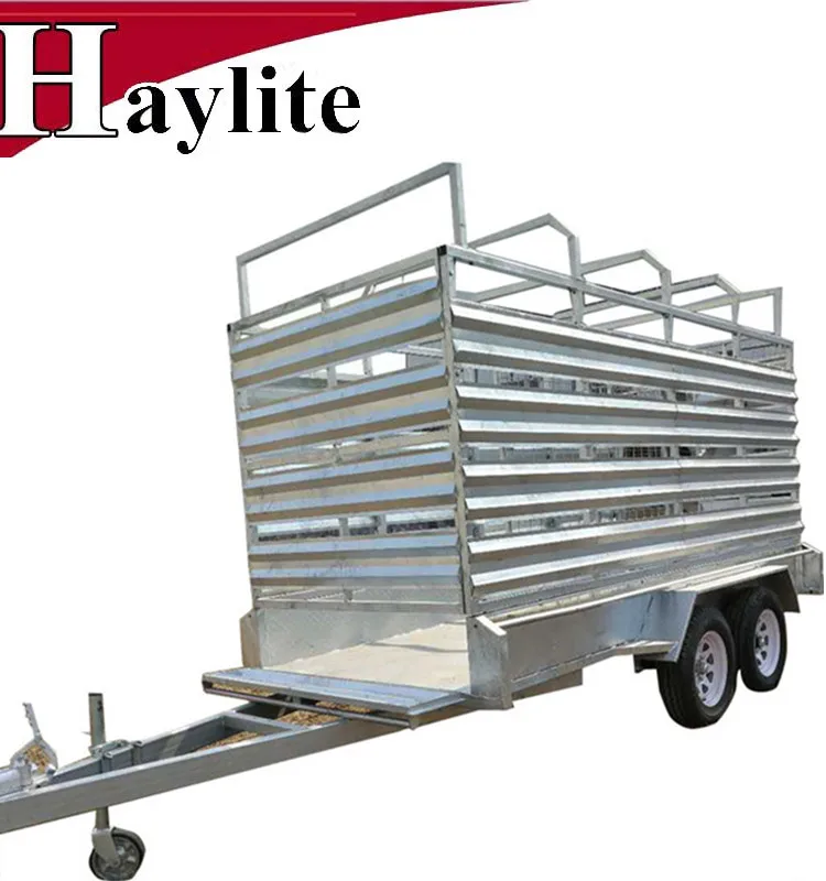 Tandem Axle Livestock Trailer Sheep Trailer with Cage Qingdao Supplier