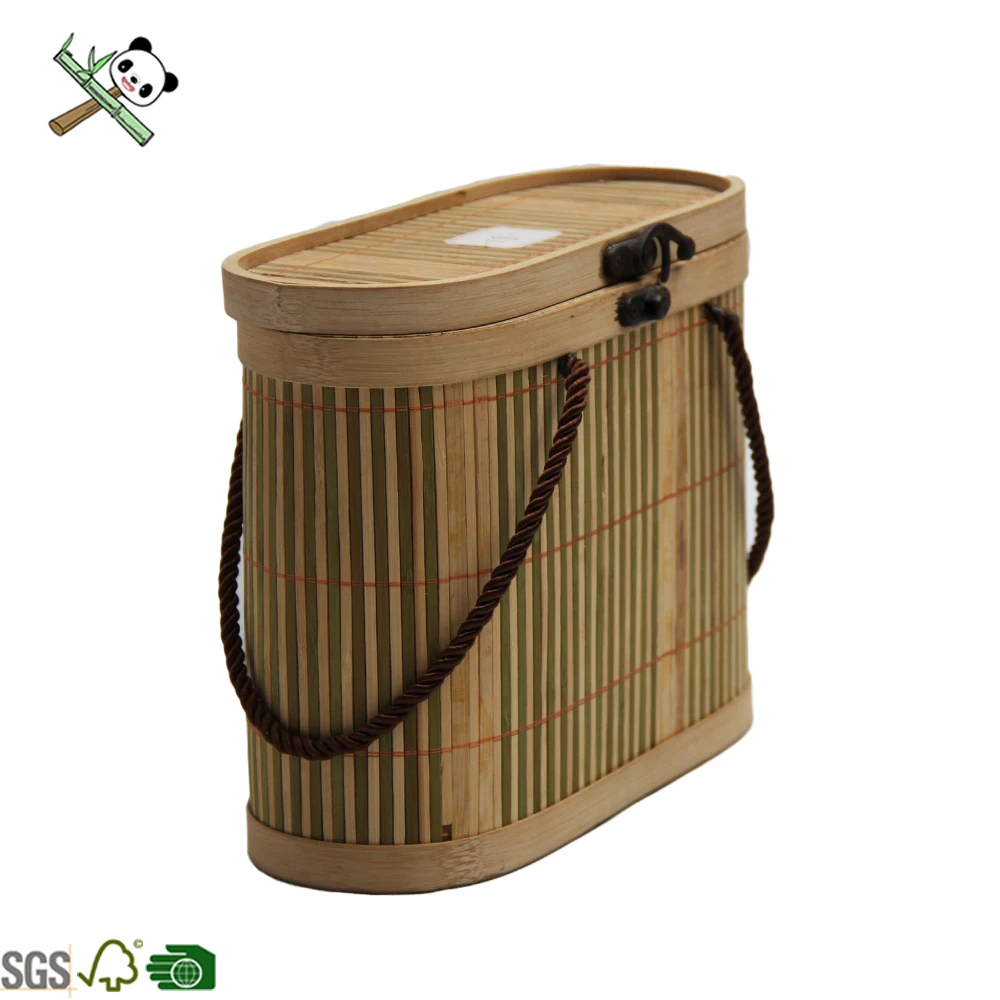 Bamboo gift box Natural color Classic round Bamboo Tea box,bamboo food container