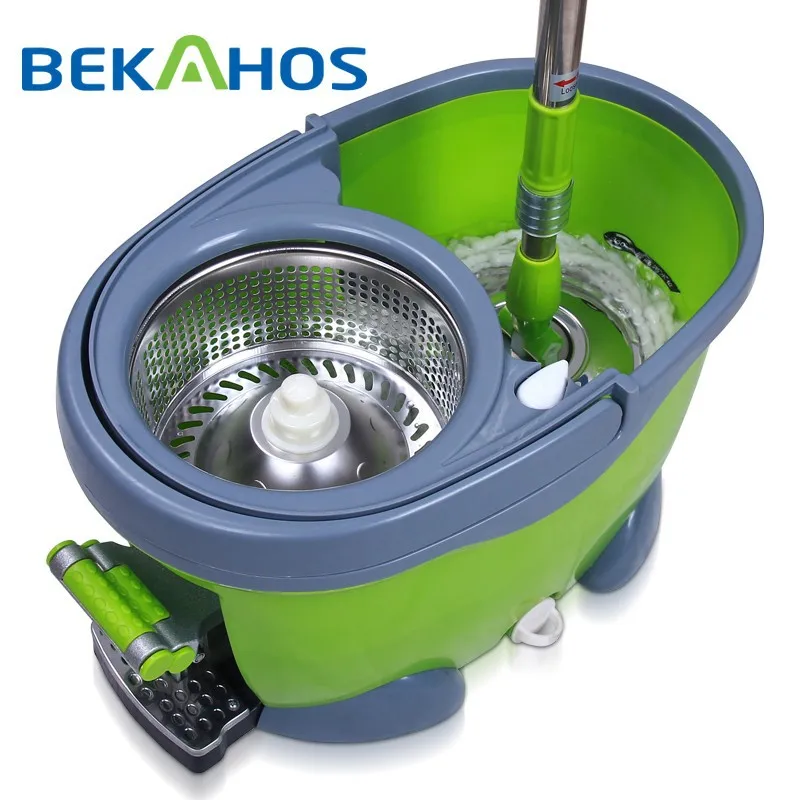 BEKAHOS New Arrival Product Four drives 360 Magic Spin Tornado Cleaning Mops With Stainless Steel Mop Stick And Foot Pedal